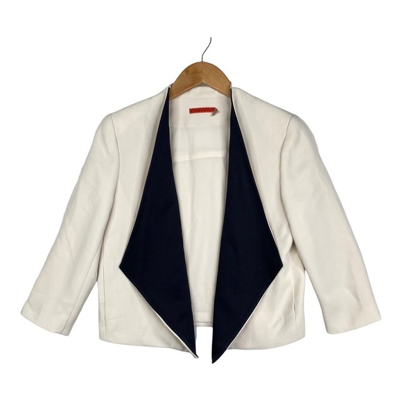 Alice + Olivia Jackets & Blazers - Alice + Oliva Cream Off White Black Oliver Draped Lapel Blazer Women's Size 6
